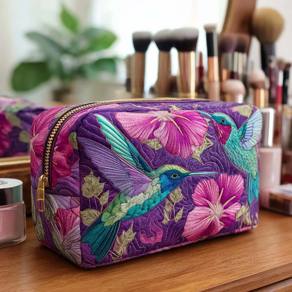 Hummingbird Quilted Makeup Bag NCU0VT288