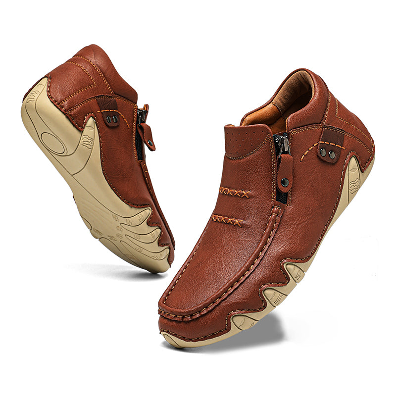 Men's Retro Handmade Leather Driving Boots Built for Comfort