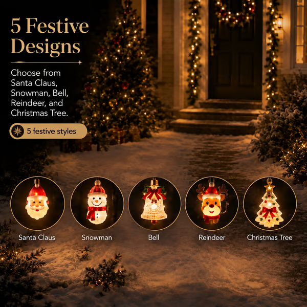 🎄 Solar Christmas tree garden stake with glowing ornaments