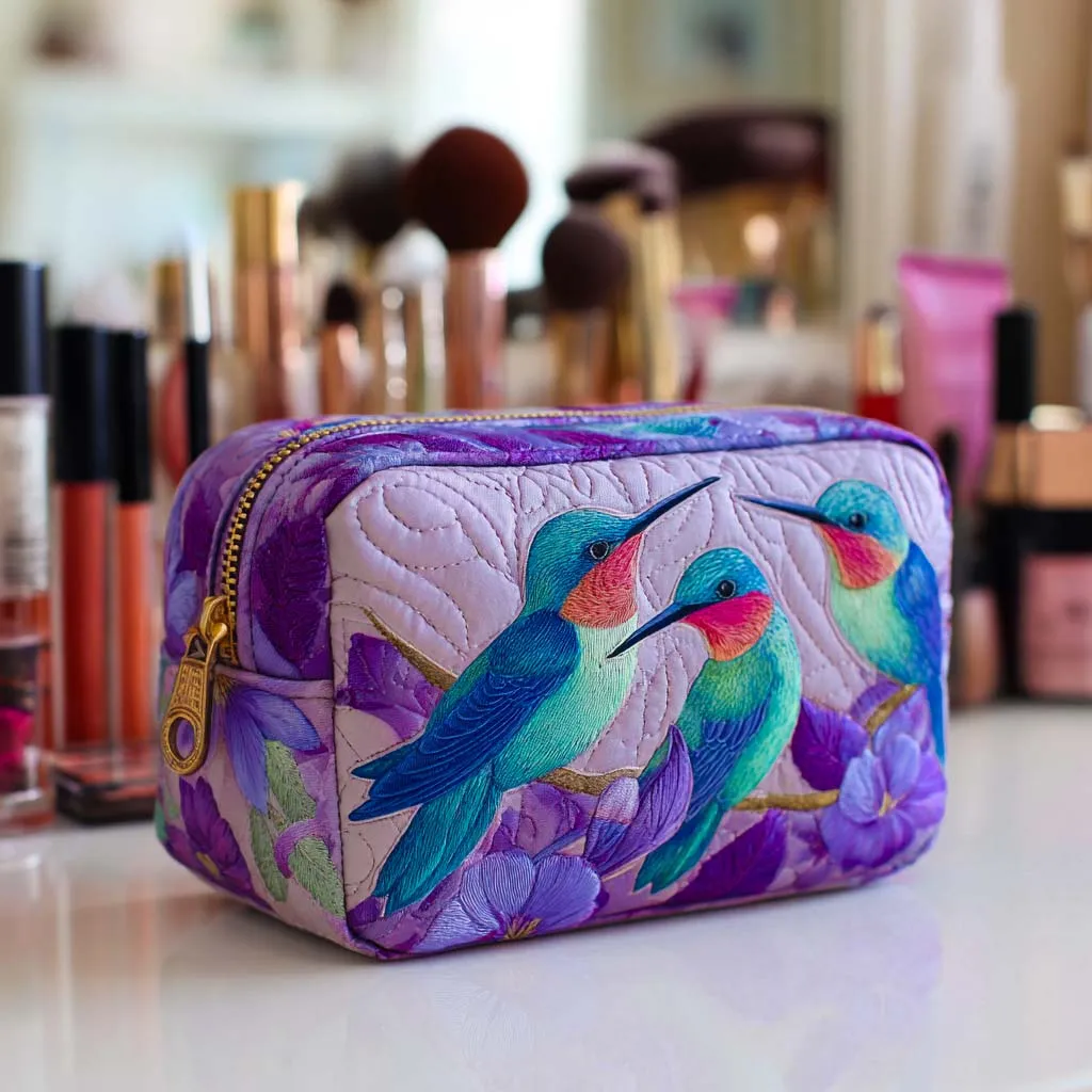 Hummingbird Quilted Makeup Bag NCU0VT288