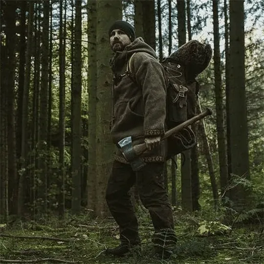 Men's Warm Wool Long Hooded Jacket