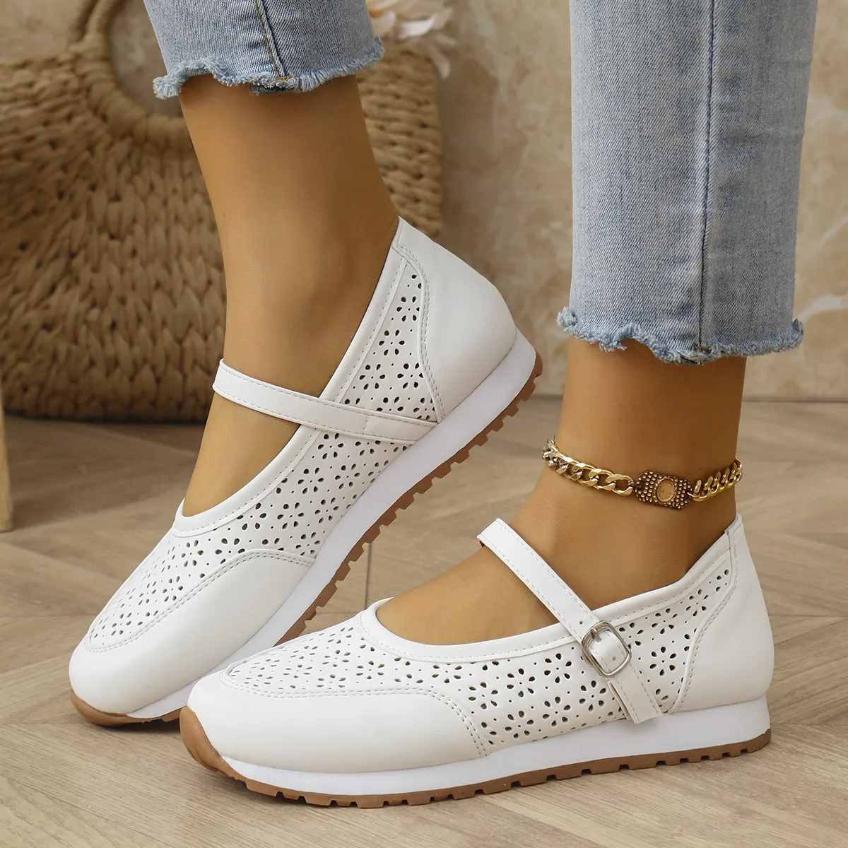 ⏰Limited Time 70% OFF⏰Floral Openwork Mary Janes with Secure Buckle Strap –Elegance Without the Ache