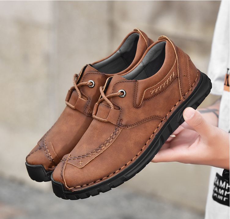 (⏰Last Day 70% OFF🔥)Men's Top-Quality Motorcycle Boots Hand-Stitched Genuine Leather Boots-Wide Toe, Waterproof， Anti-Slip， Anti-Sprain，Suitable for Work, Driving, Hiking