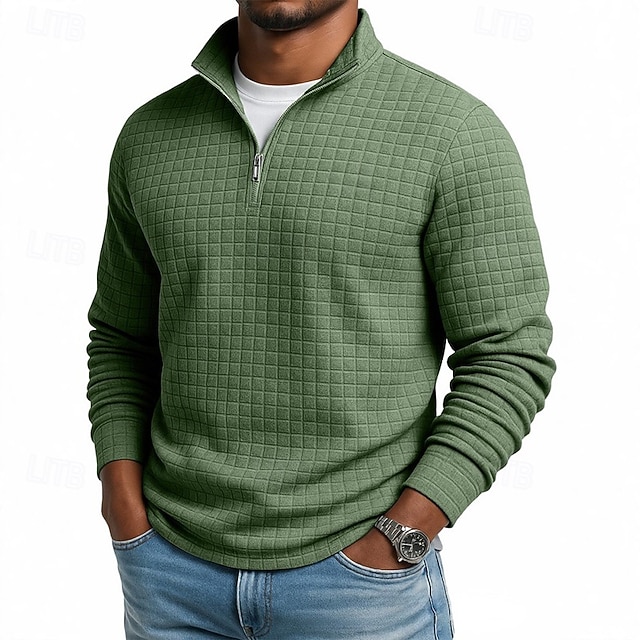 🔥Warm Waffle-Knit Quarter Zip Pullover Built for Comfort, Breathability and Everyday Style