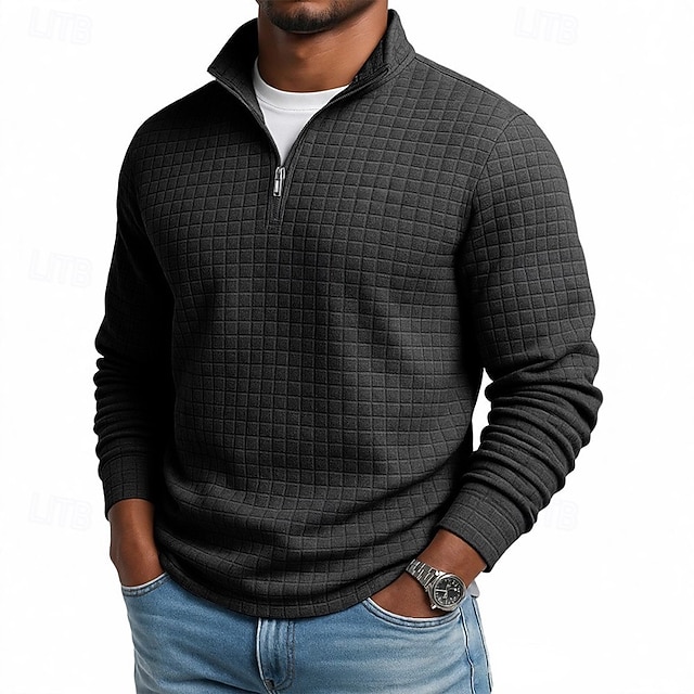 🔥Warm Waffle-Knit Quarter Zip Pullover Built for Comfort, Breathability and Everyday Style