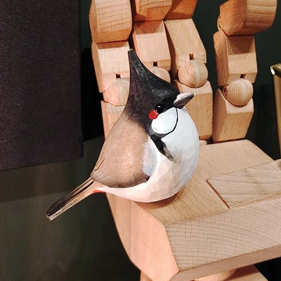 Red-whiskered bulbul Sculpted Hand-Painted Bird Figure