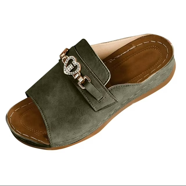 🔥Last Day Promotion 50% OFF -Metallic Roman Style Fish Mouth Wedge Sandals