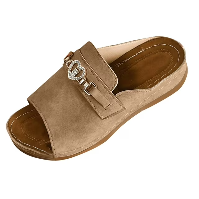 🔥Last Day Promotion 50% OFF -Metallic Roman Style Fish Mouth Wedge Sandals