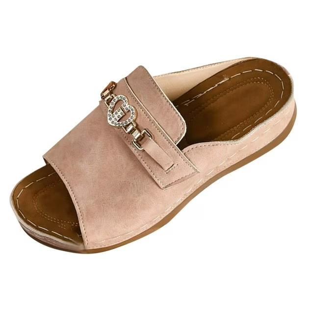 🔥Last Day Promotion 50% OFF -Metallic Roman Style Fish Mouth Wedge Sandals