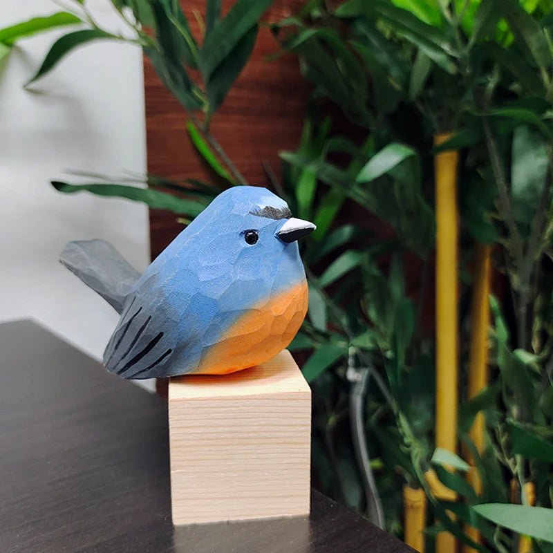 Snowy-Browed Flycatcher Sculpted Hand-Painted Bird Figure - Unique Home Decor