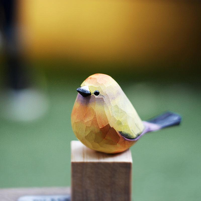 White-browed Tit-warbler Figurines Hand Carved Painted Wooden