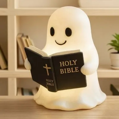 🔥👻📖Cute Ghost Reading Lantern – A glowing charm for protection & peaceful prayers!(✨Same as in the gif)