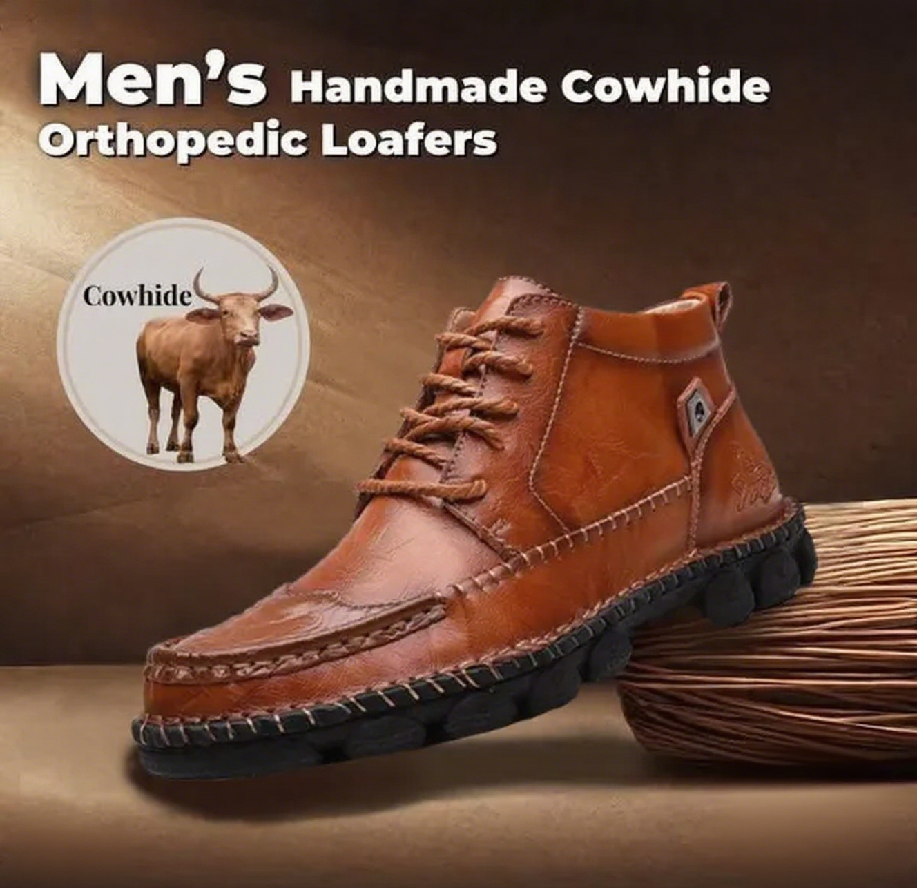 🔥Last Day 50% OFF🔥Men's Handcrafted Cowhide Leather Orthopedic Waterproof Ankle Boots