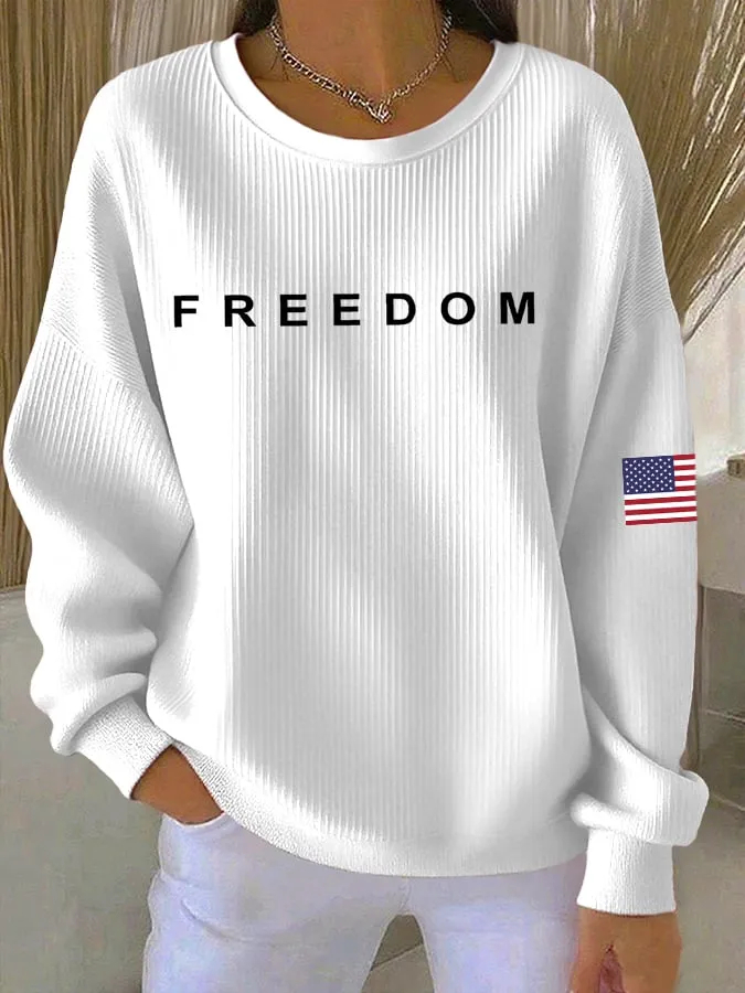 Women's Freedom American Flag Print Sweatshirt