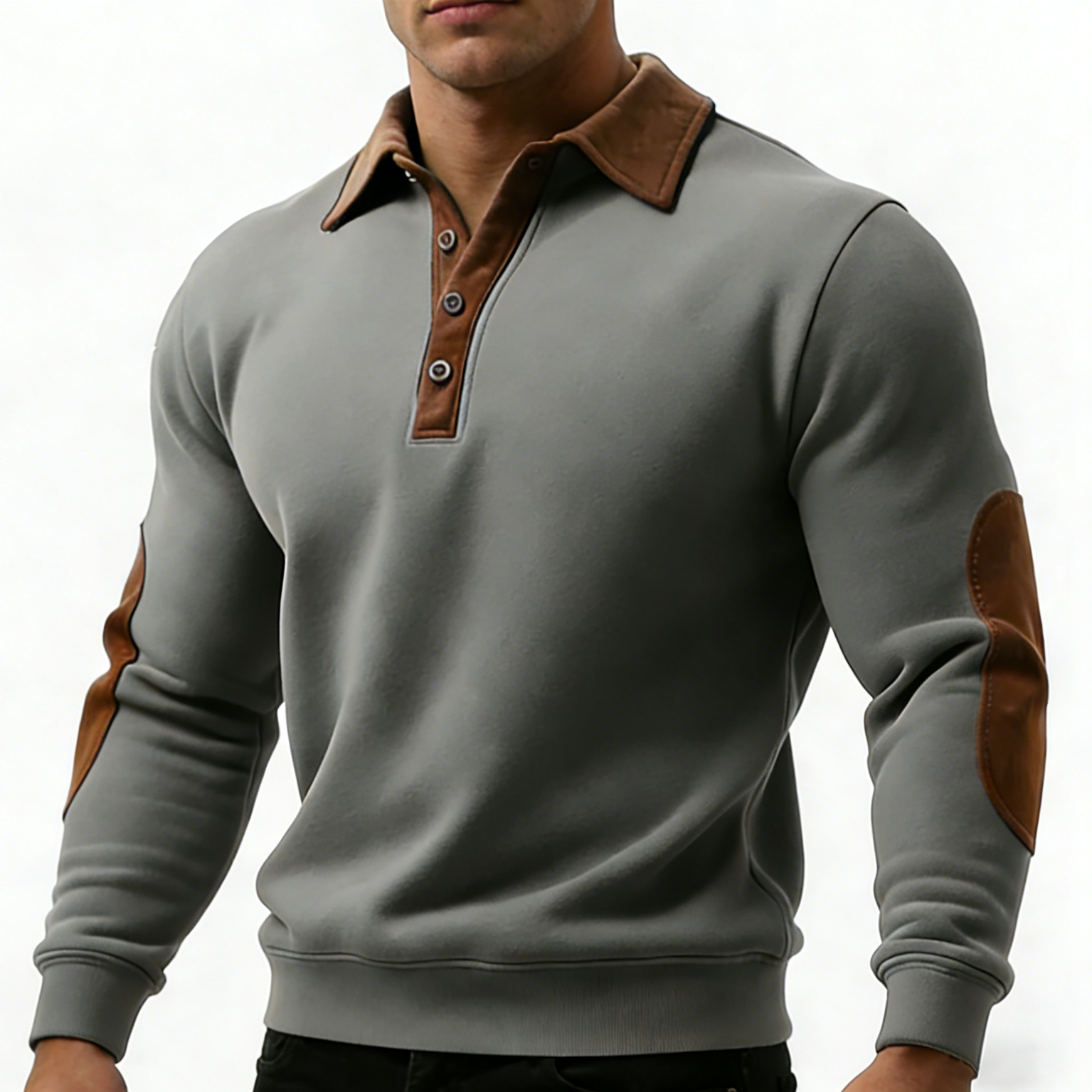 Men's Vintage Western Style Stand Collar Casual Sweatshirt