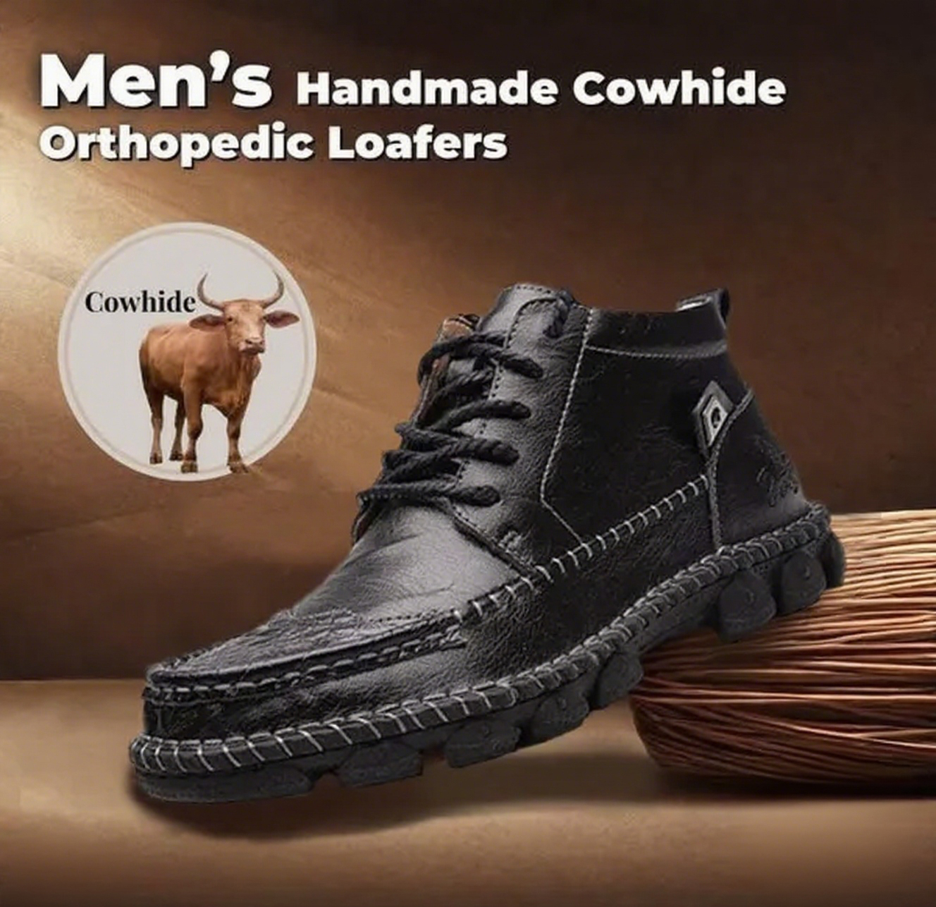 🔥Last Day 50% OFF🔥Men's Handcrafted Cowhide Leather Orthopedic Waterproof Ankle Boots