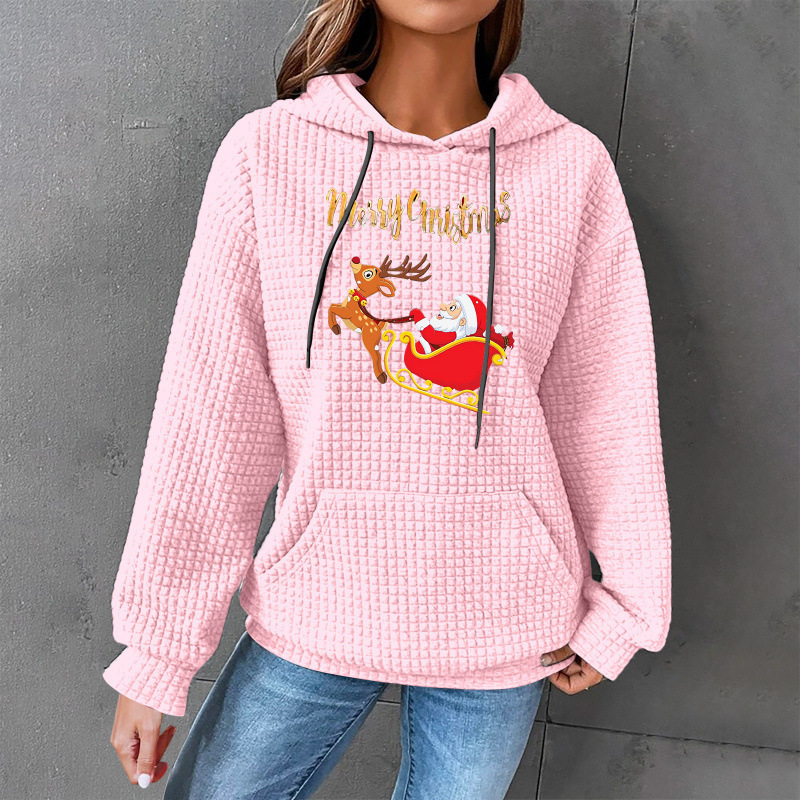 Women's Printed Casual Loose Hooded Sweatshirt