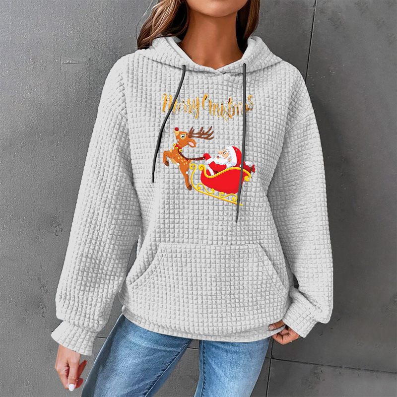 Women's Printed Casual Loose Hooded Sweatshirt