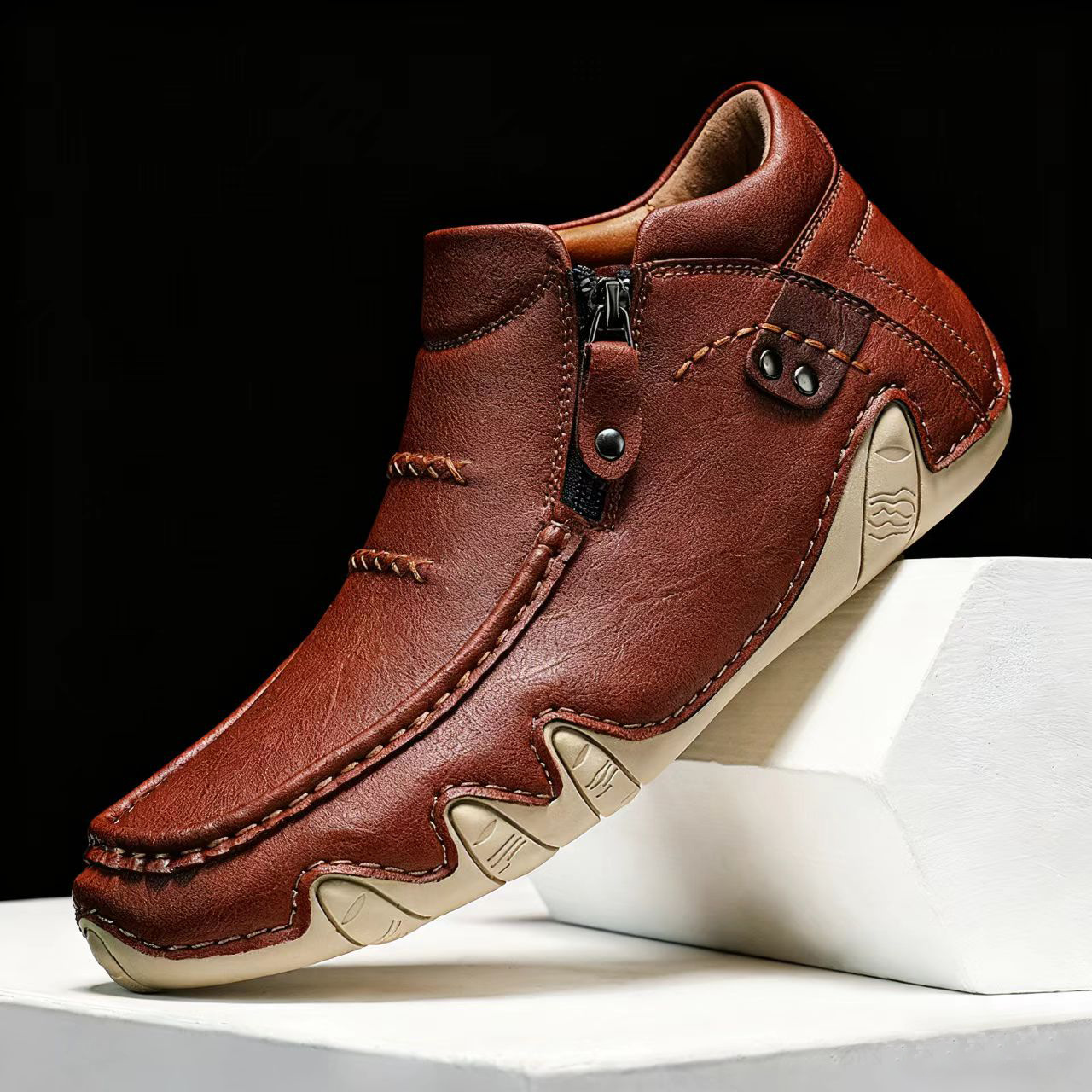 ⏰Limited Time Sale 50% OFF-Men's high-quality genuine leather handmade walking shoes, relieve foot pain and improve walking posture