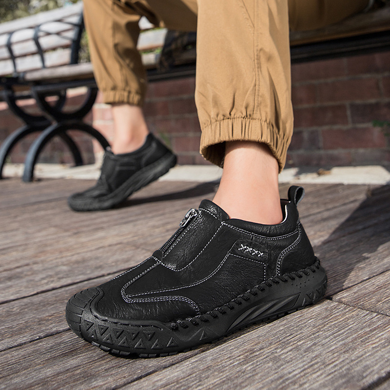 ⏰ 60% off -Men's genuine leather handmade non-slip slip-on shoes with corrective function