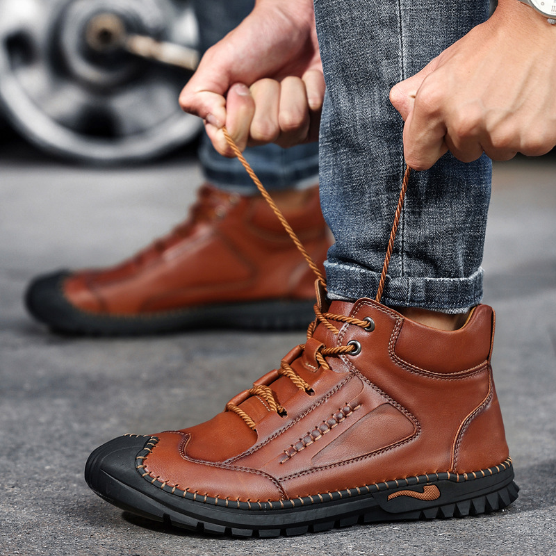 ⏰Today 65% off-Men's handmade leather British style Collision Avoidance orthopedic thick-soled shoes