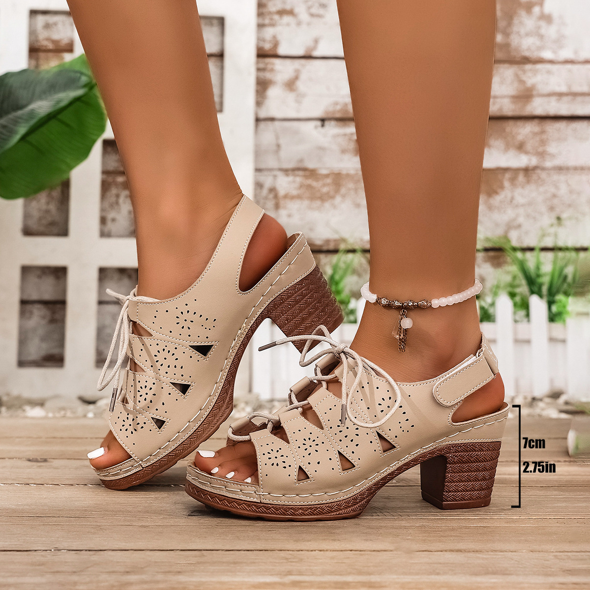 🔥Last day 60% off🔥Women's Velcro Hollow Lace-Up Orthopedic Sandals