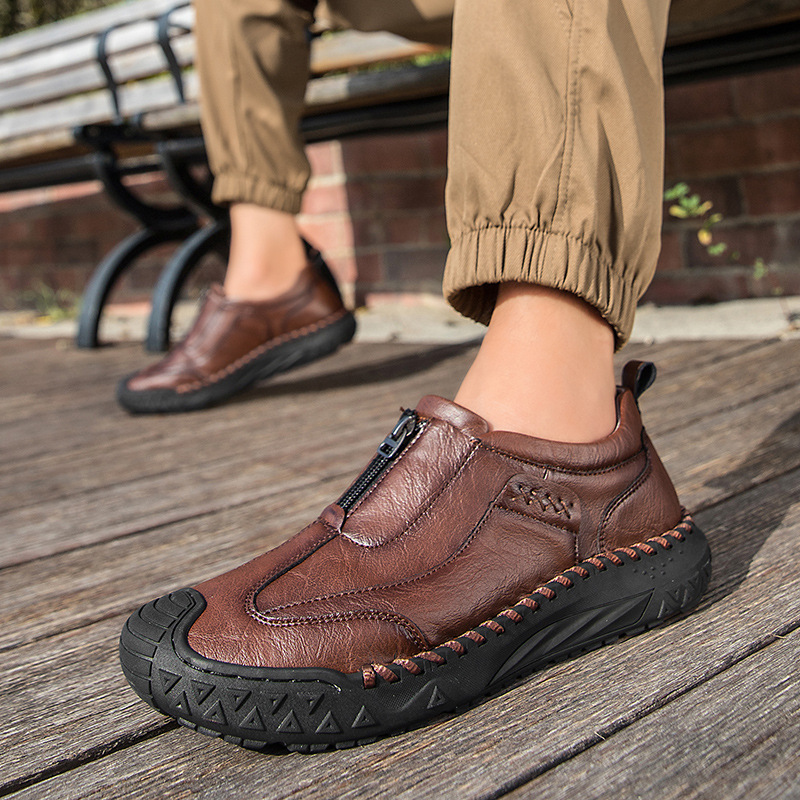 ⏰ 60% off -Men's genuine leather handmade non-slip slip-on shoes with corrective function