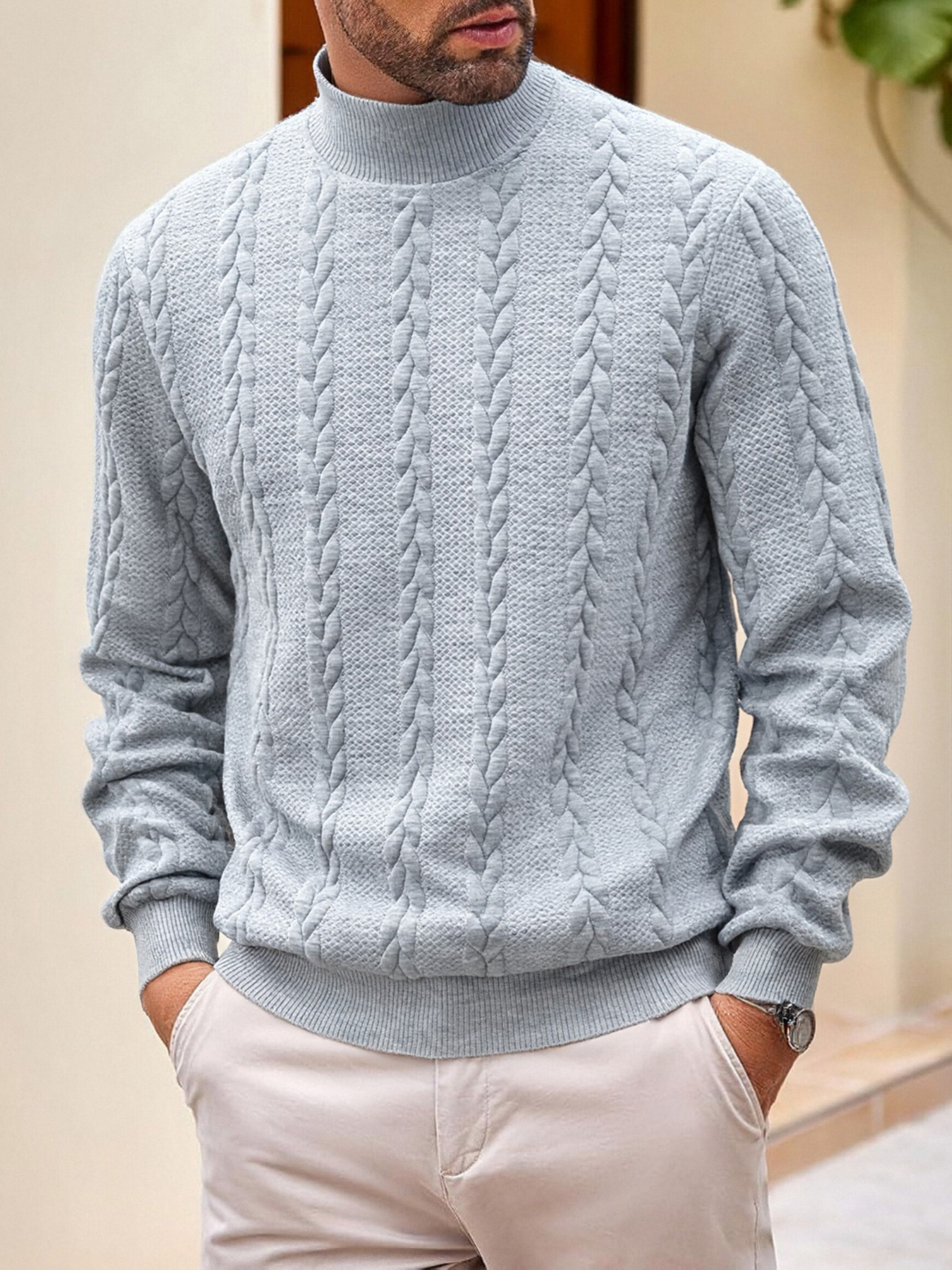 🎄Limited-time offer🔥-Men's jacquard textured turtleneck knit sweater