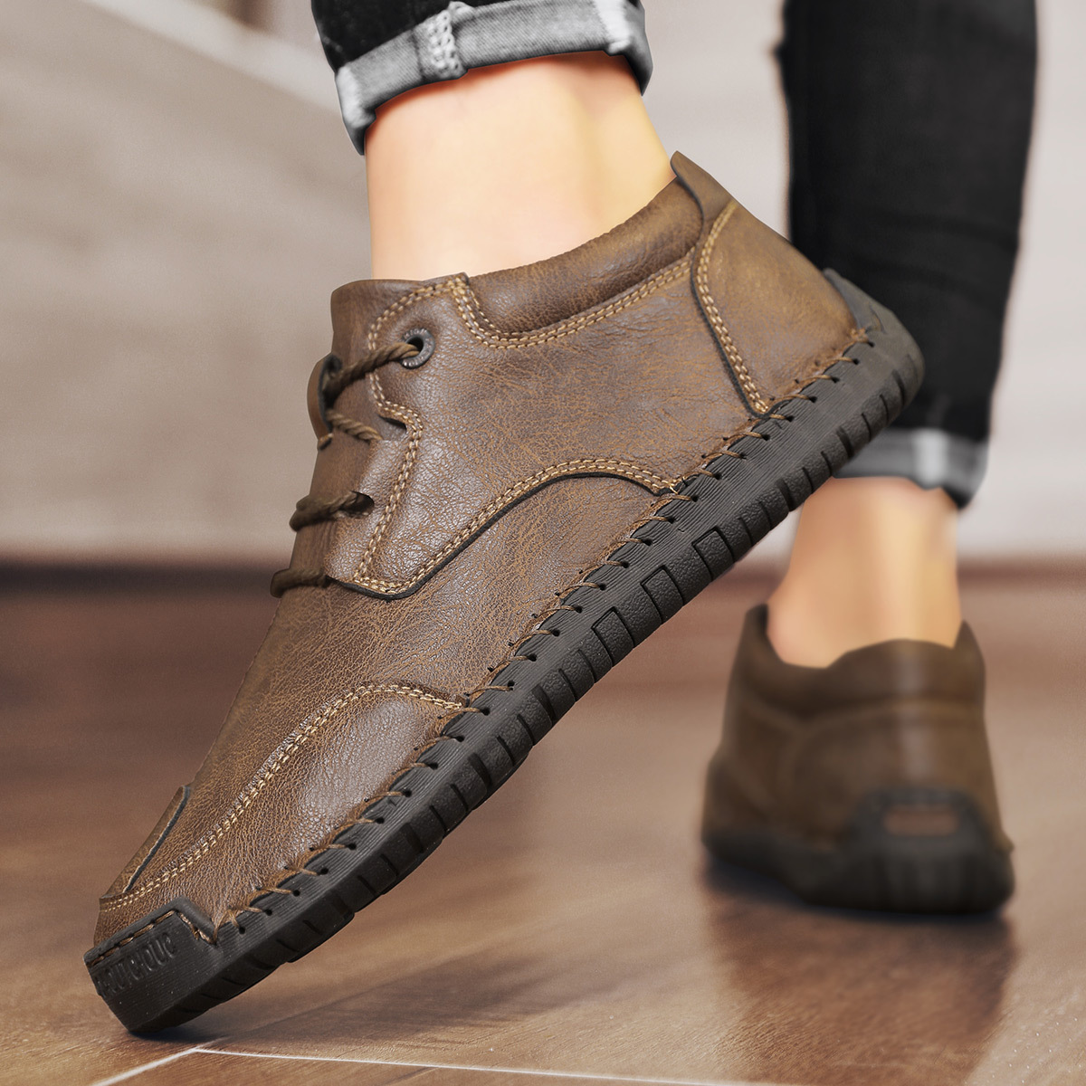🔥Today 70% off🔥Men's Handmade Non-Slip Orthopedic Wide Toe Loafers with Arch Support