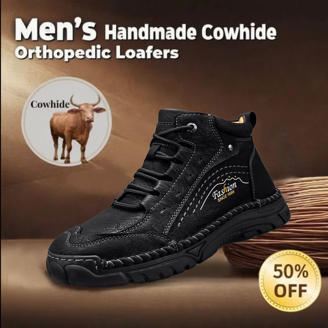 🔥Limited-time offer: 65% off-Men's handmade non-slip orthopedic leather shoes, designed to improve posture and relieve foot pain.