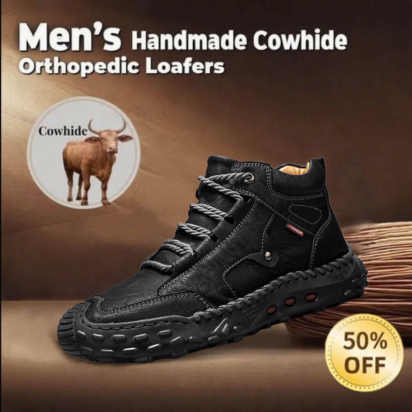 🔥Hot-selling recommendations 65% off today only🔥Men's genuine leather handmade nylon non-slip orthopedic shoes