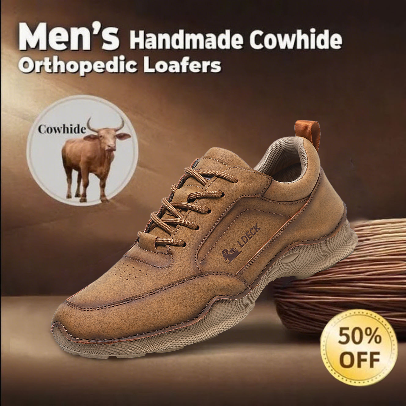 ⏰ 65% off -Men's handmade genuine leather slip-on outdoor flat orthopedic loafers