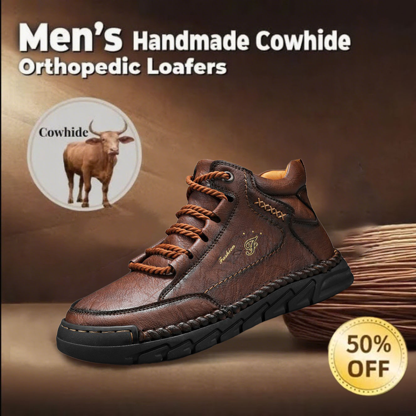 🔥Hot selling🔥Men's genuine leather waterproof non-slip outdoor casual shoes