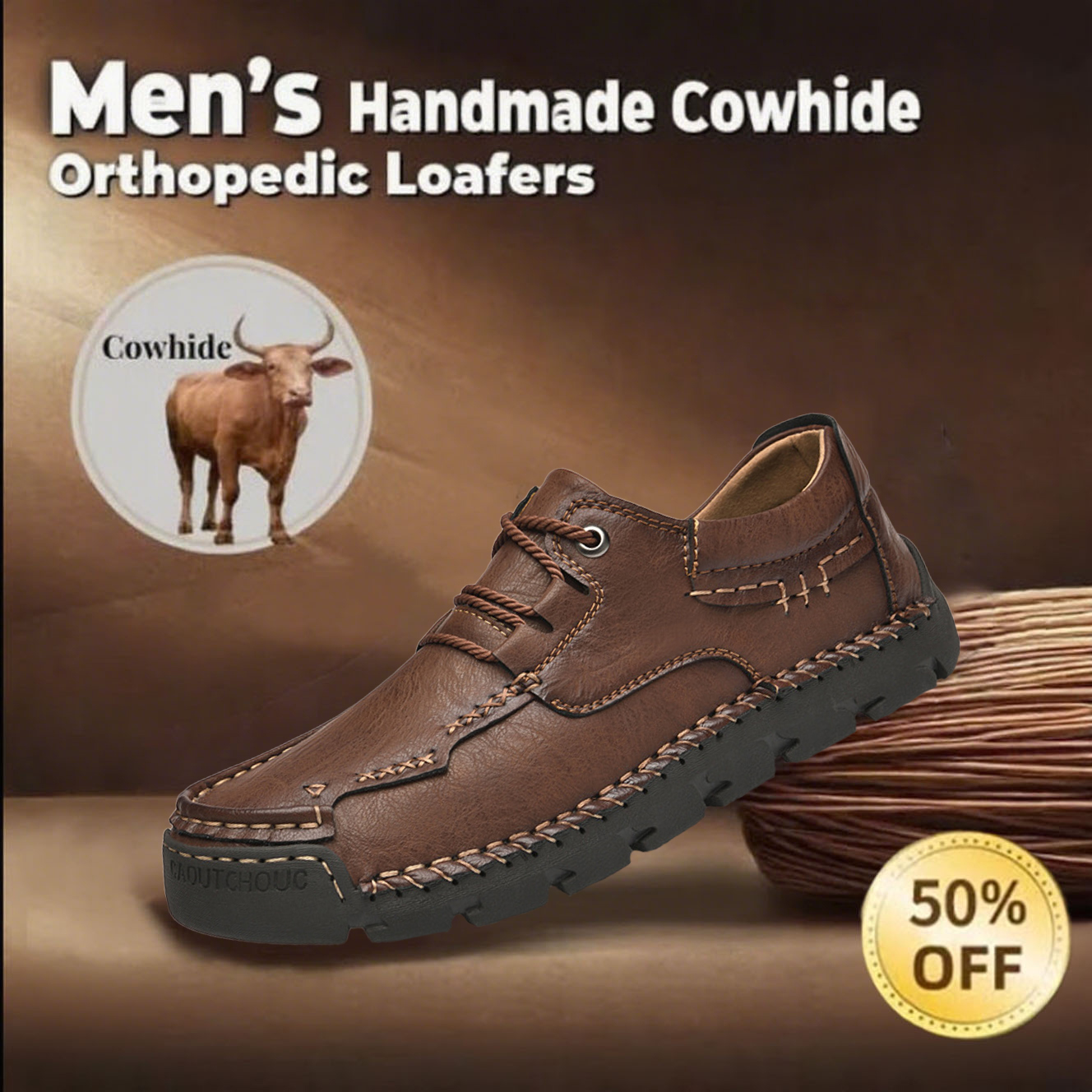 🔥Hot-selling recommendations🔥⏰ The lowest discount in history 50% off-Men's new handmade genuine leather orthopedic shoes with arch support