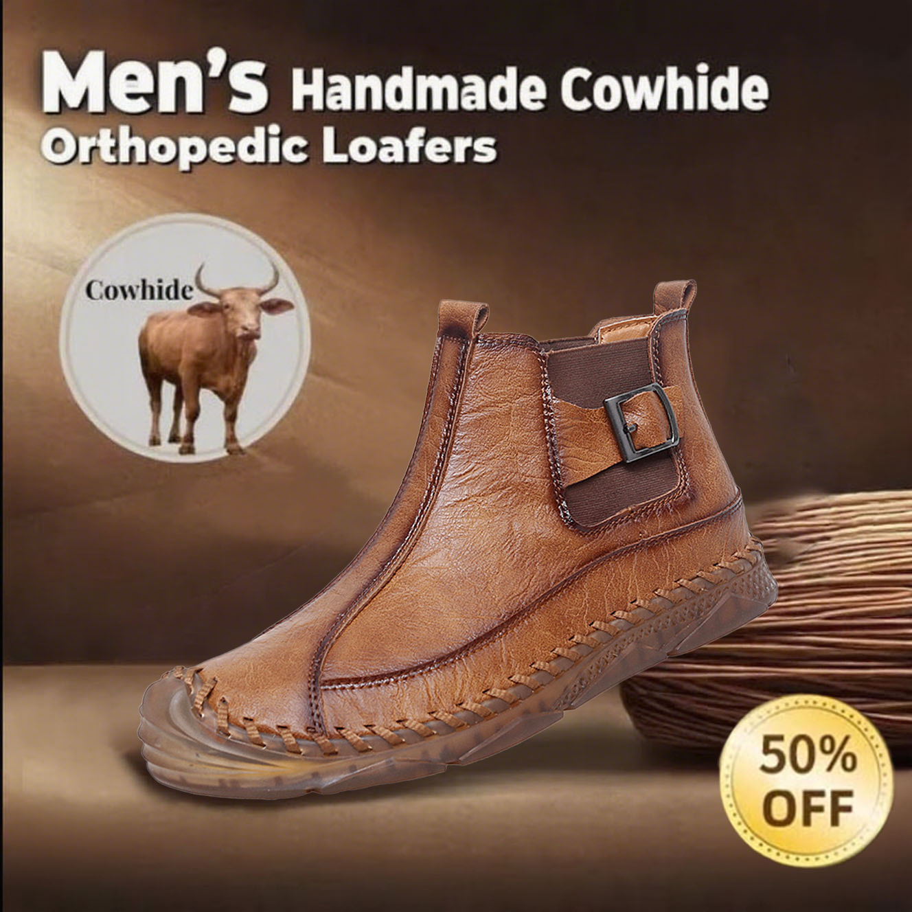 🔥 60% OFF Today Only 🔥Men's orthopedic comfortable slip-on handmade walking shoes