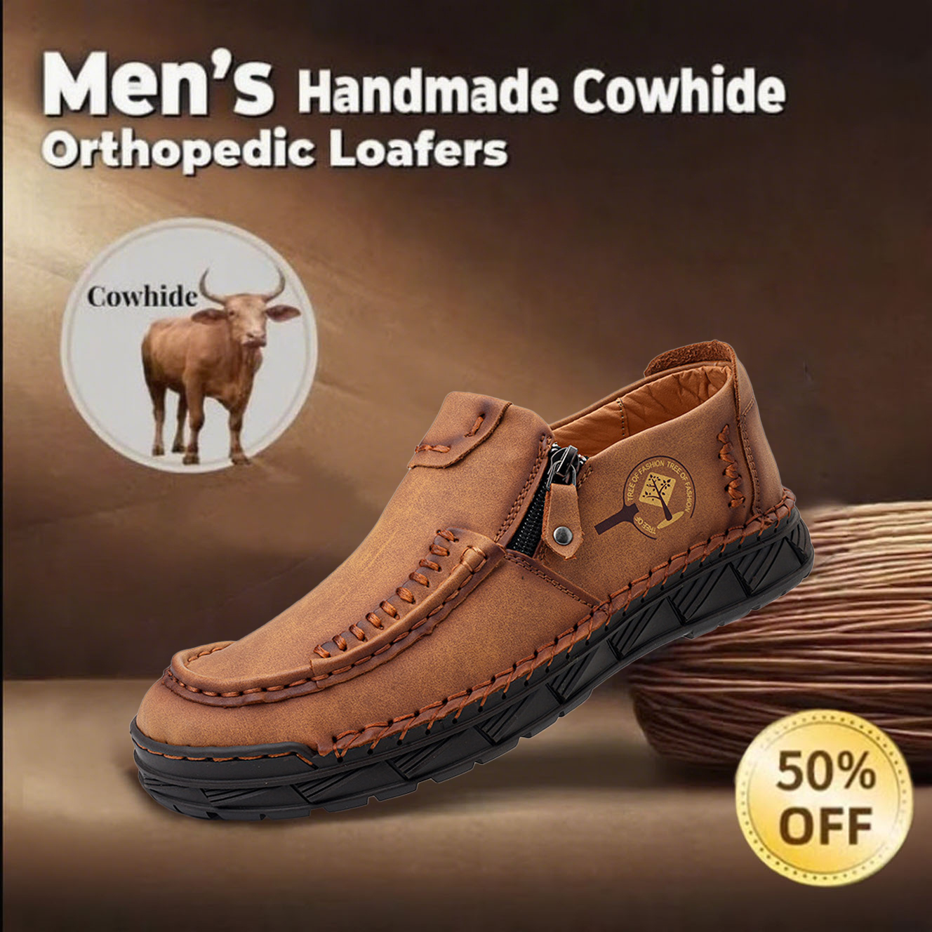 🔥HOT SALE🎁--60% OFF 🎉Men's casual leather orthotic loafers with arch support