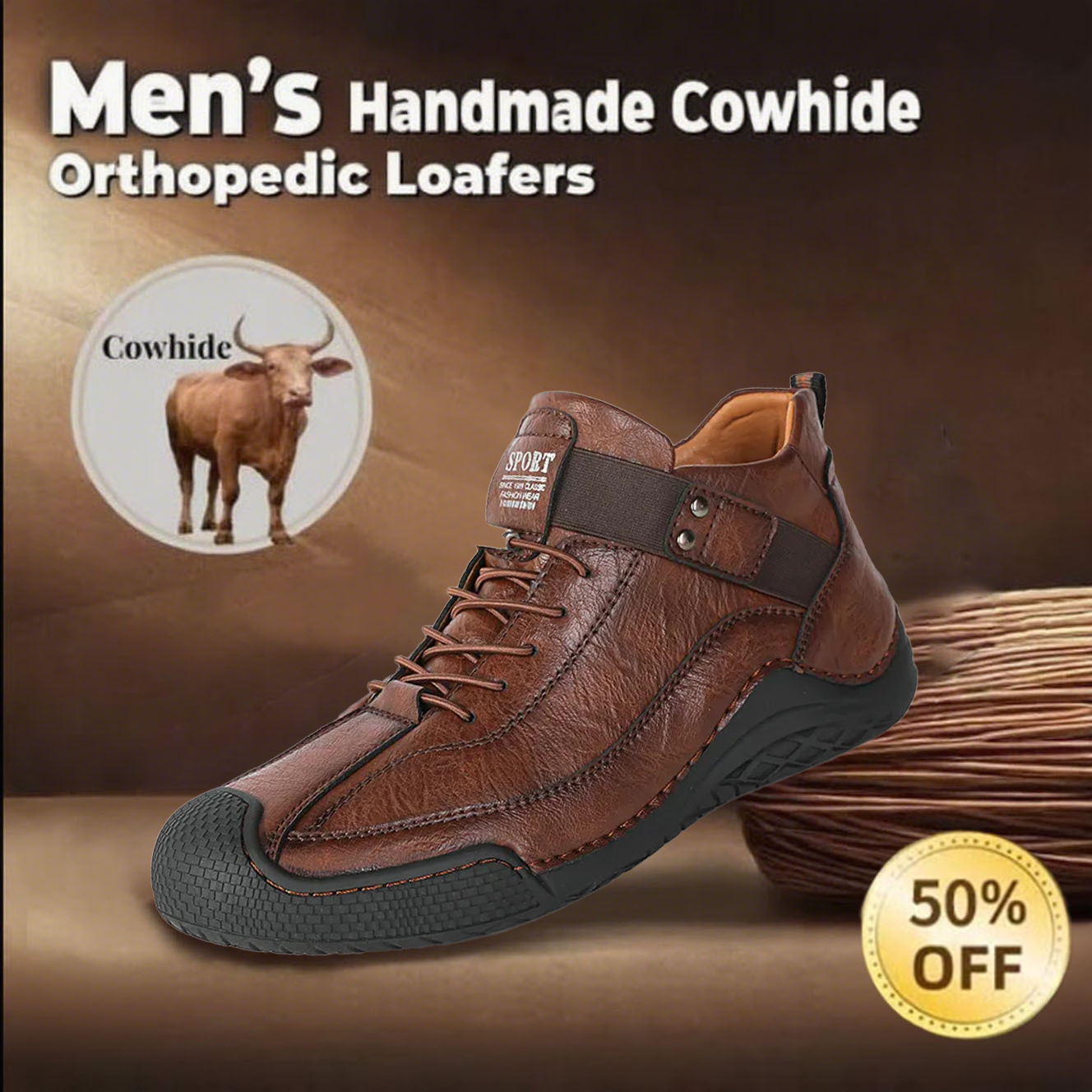 Last Day 50% OFF🔥Men's handmade British orthopedic shoes with arch support to relieve foot pain