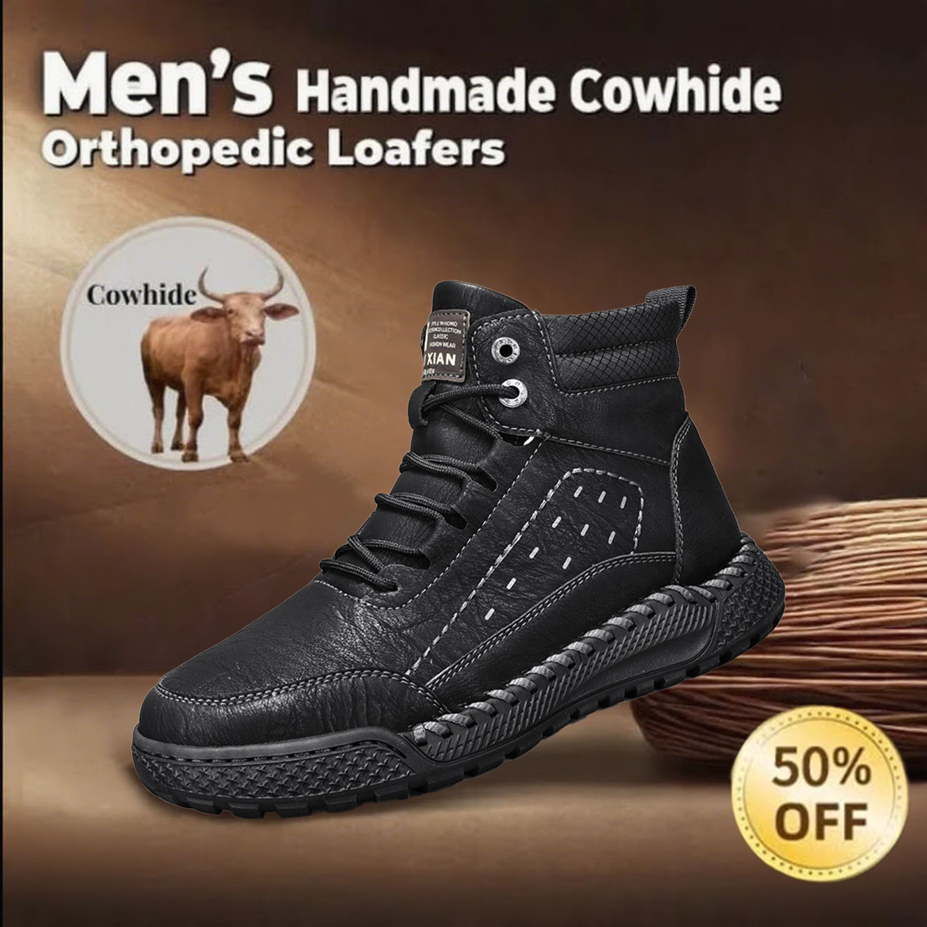 🔥50% off on new models🔥Men's handmade non-slip orthopedic shoes