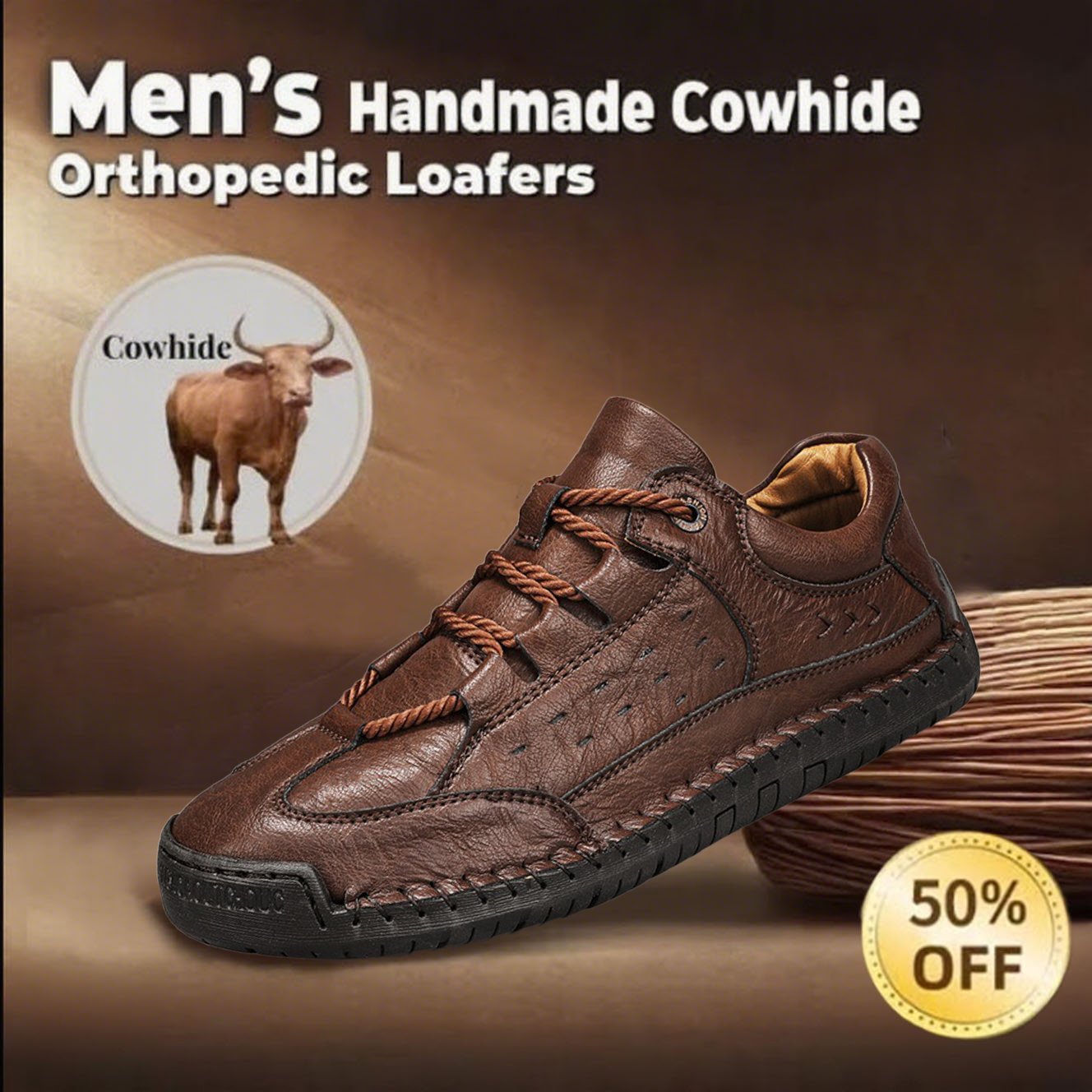 🔥Today 70% off🔥Men's handmade genuine leather orthopedic shoes to relieve foot pain