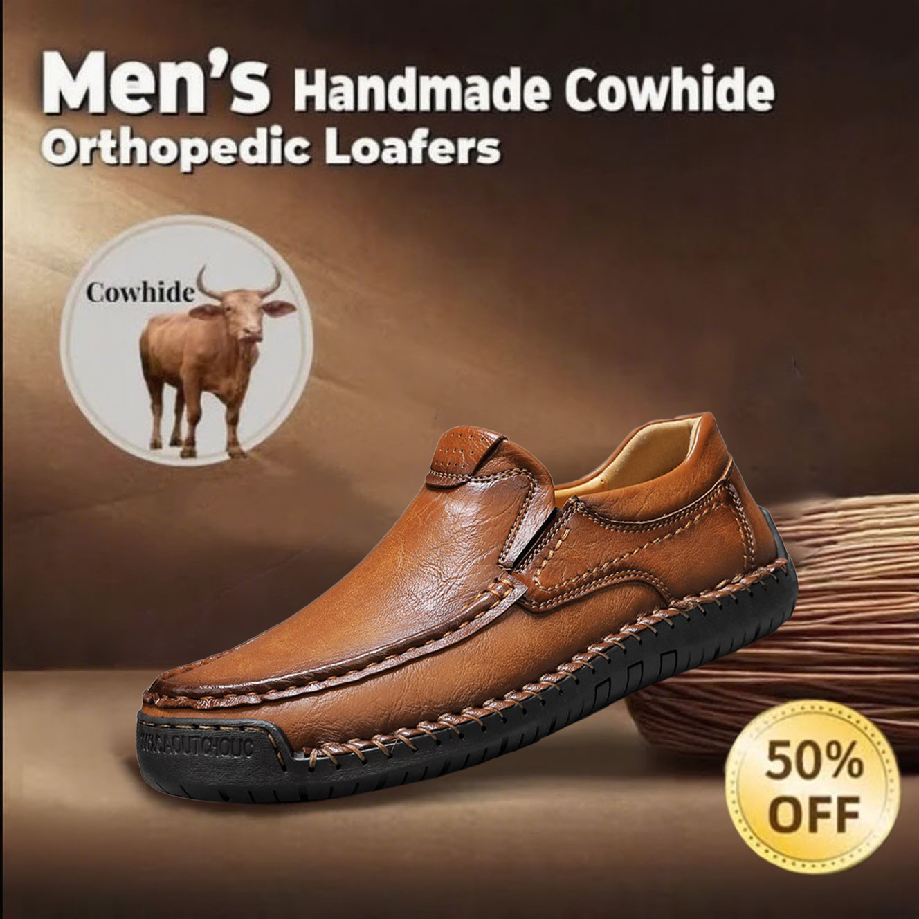 🔥Last day 50% off 🔥Men's handmade genuine leather orthotic shoes