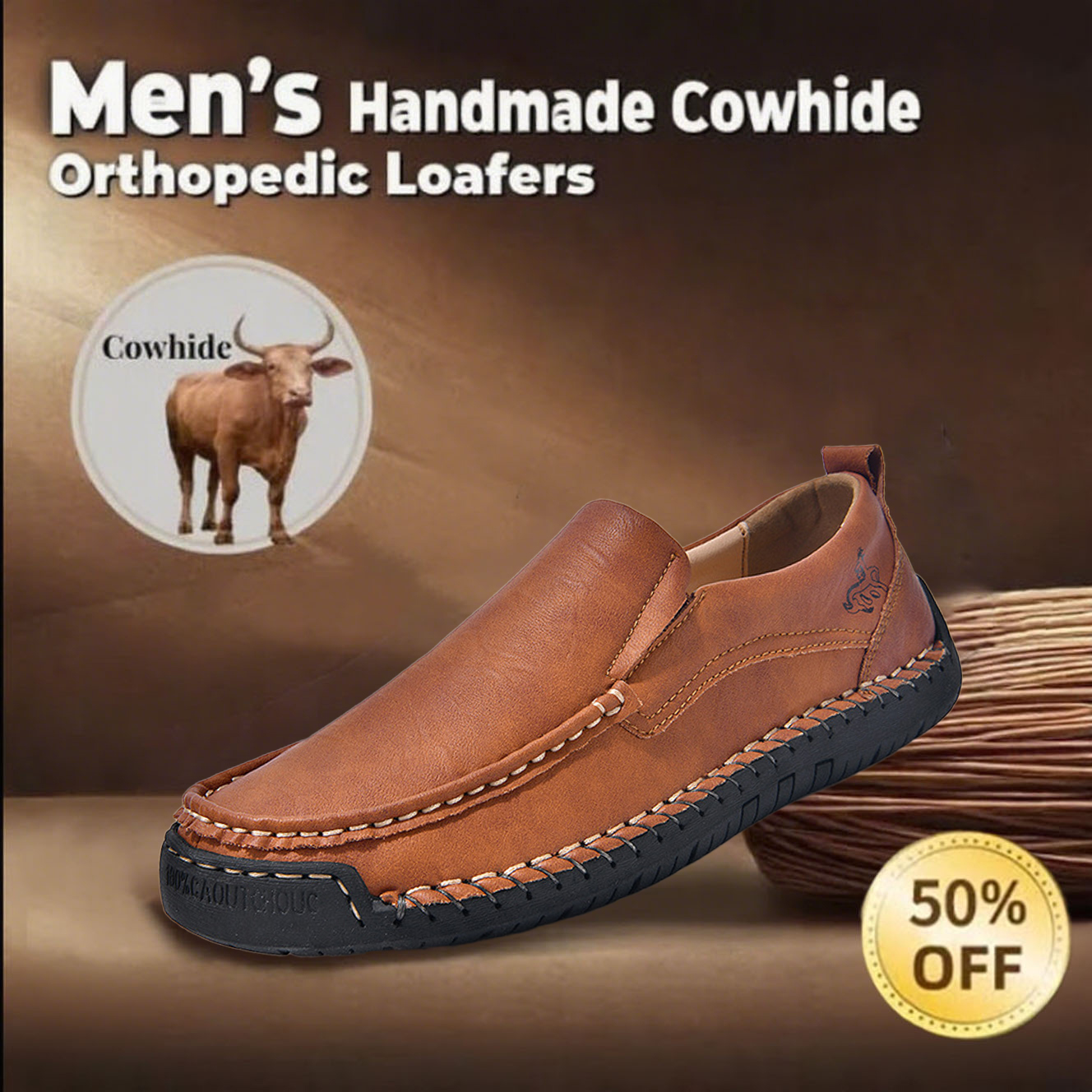 🔥Last day 50% off 🔥Men's handmade comfortable orthopedic non-slip loafers