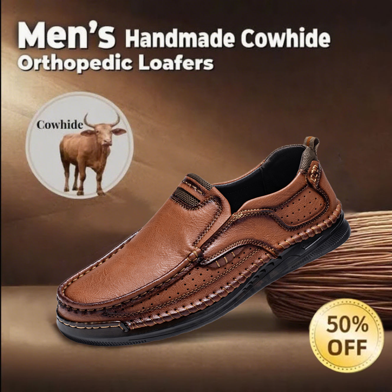 🔥Hot-selling recommendations 70% off today only🔥Men's fashionable waterproof orthotic shoes, freeing you from pain when walking and standing