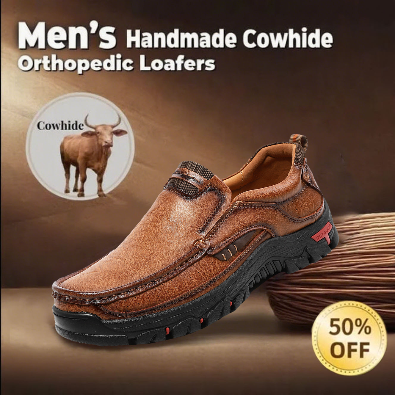 ⏰Promotion 60% OFF -Men's Orthopedic Hands-Free Genuine Leather Slip On Loafers