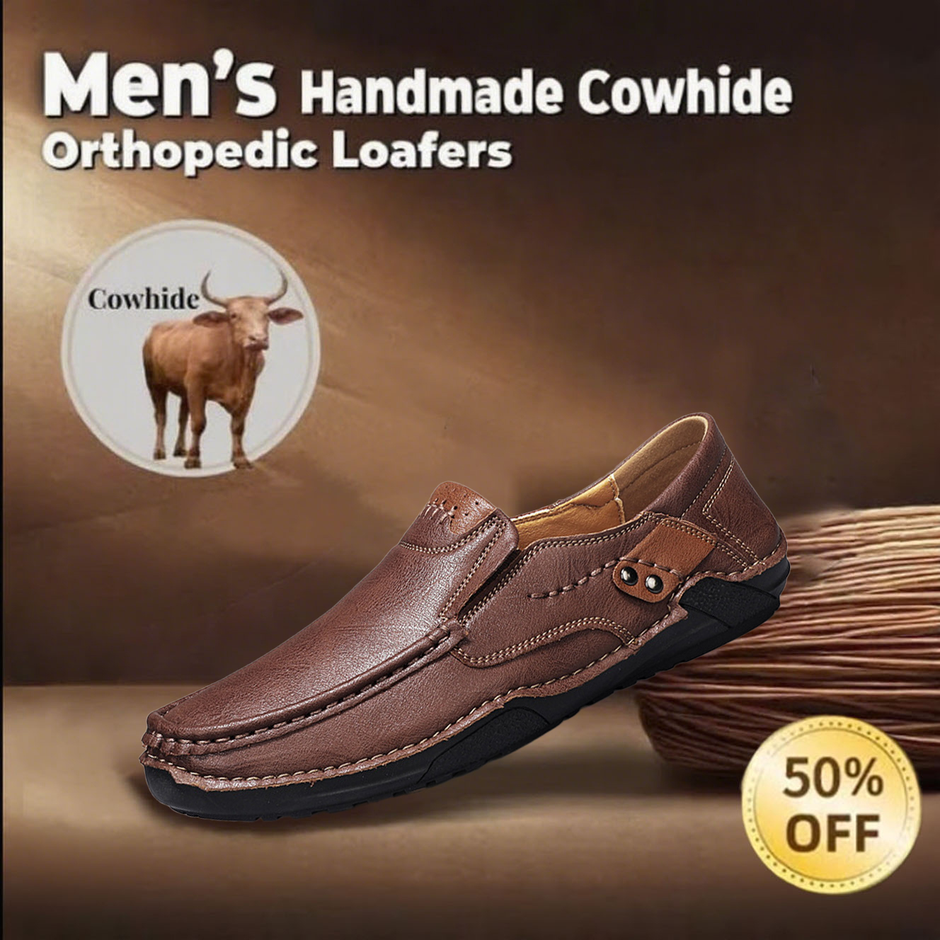 ⏰ 70% off - 2025 Newest 🔥 Men's Handmade Genuine Leather Slip-On Loafers