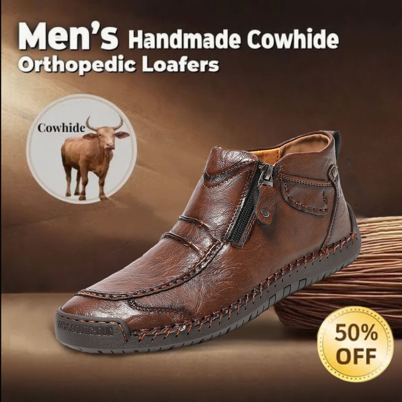 🔥Today 55% off🔥Men's handcrafted genuine leather orthotic shoes to improve posture and relieve foot pain.