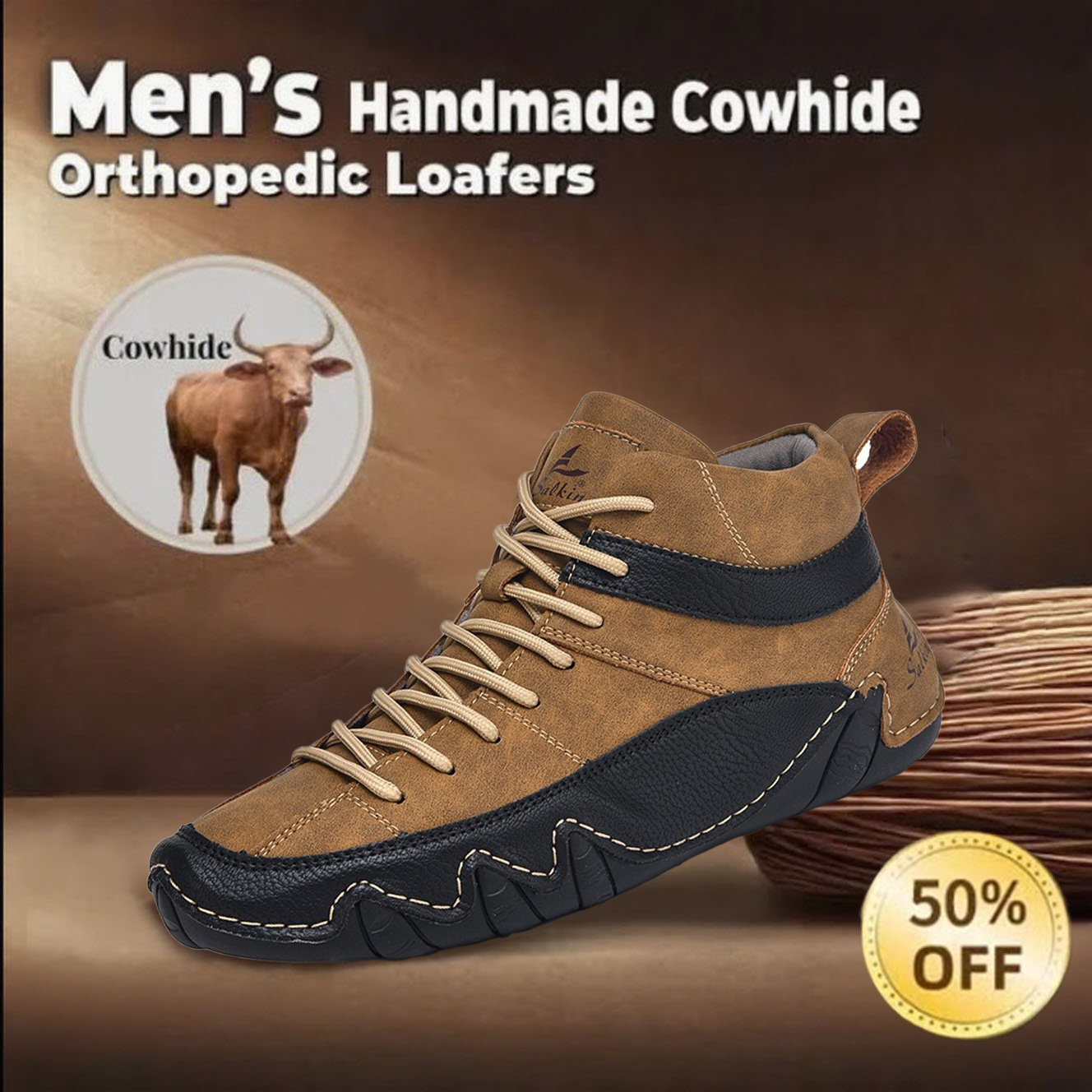 Last day 50% off 🔥Men's handmade orthopedic loafers