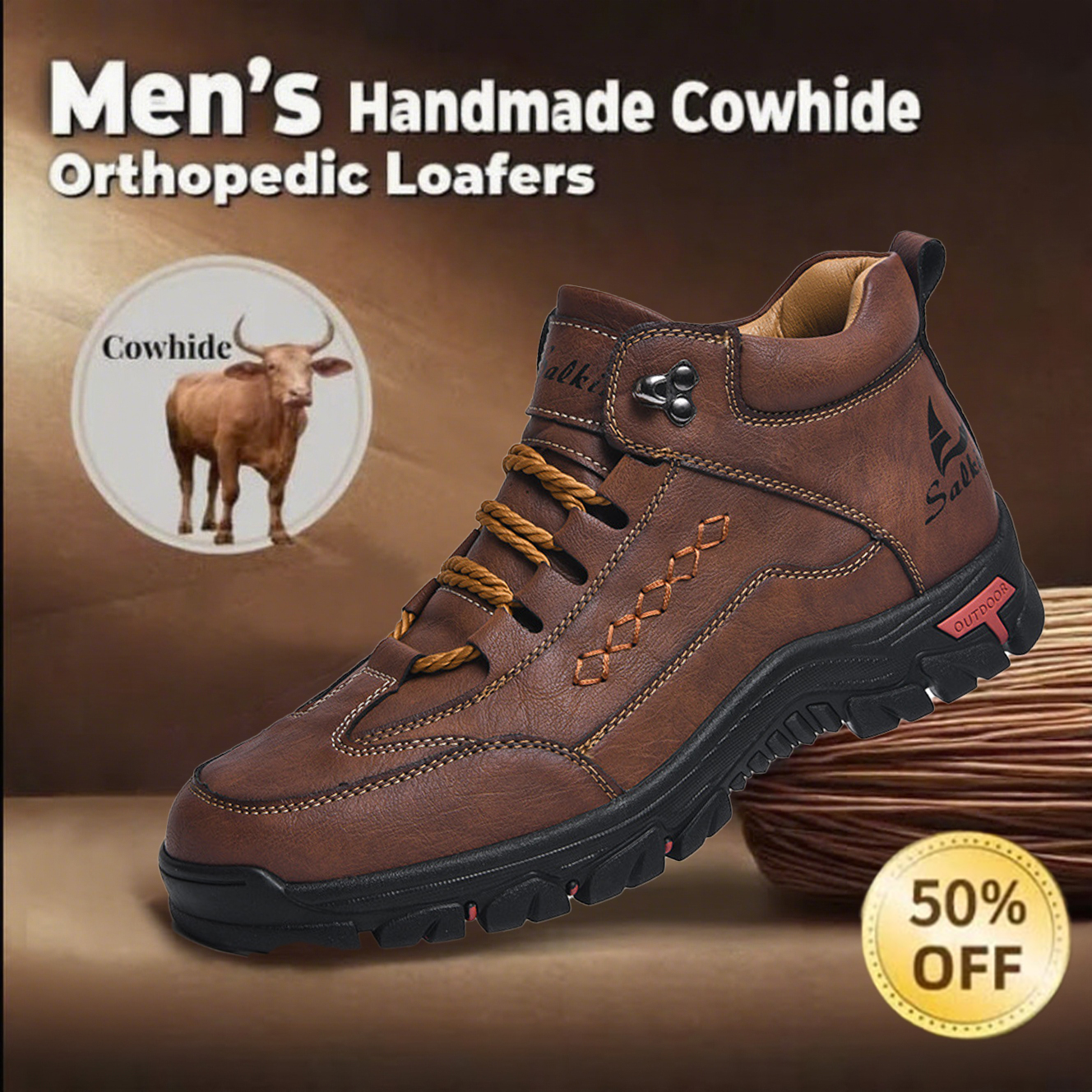 ⏰Limited Time Sale 70% OFF-Men's genuine leather arch support non-slip loafers