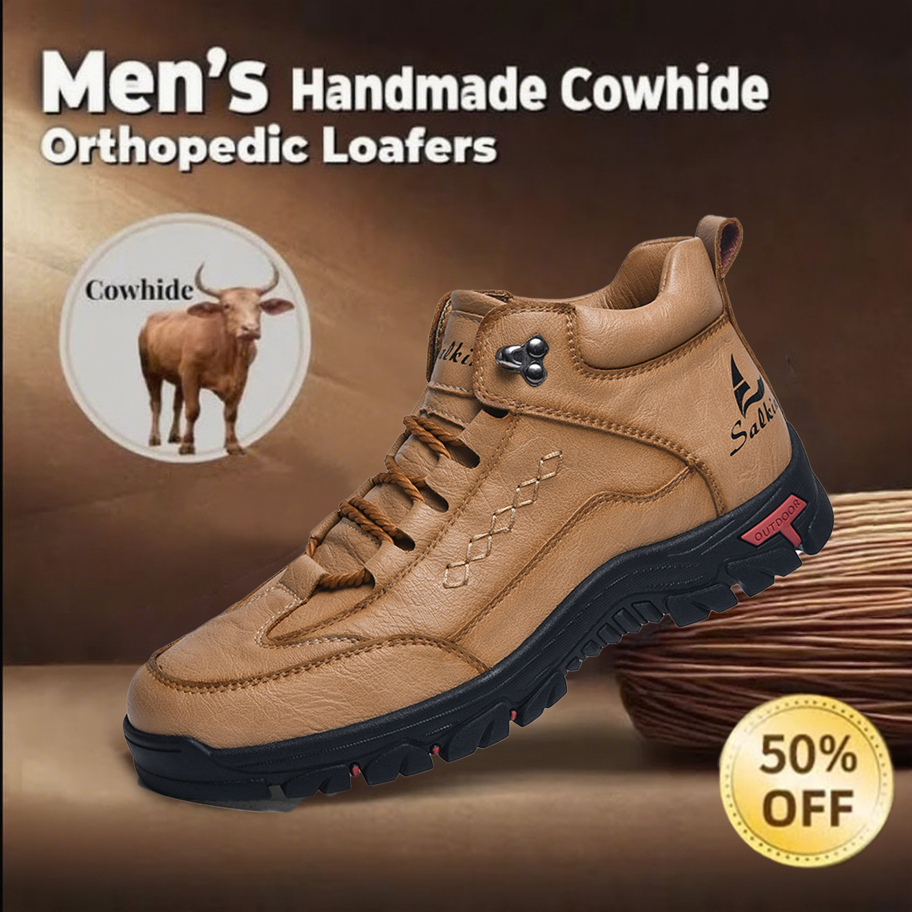 ⏰Limited Time Sale 70% OFF-Men's genuine leather arch support non-slip loafers