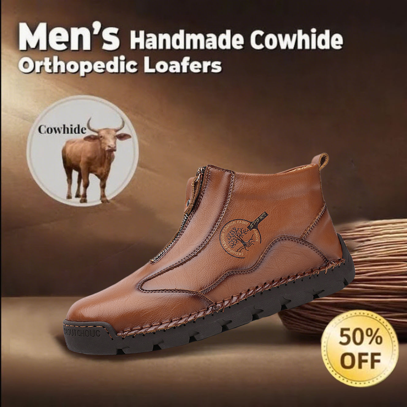 ⏰ 65% off -Men's British-style handcrafted orthotic shoes, made of genuine cowhide, with arch support.