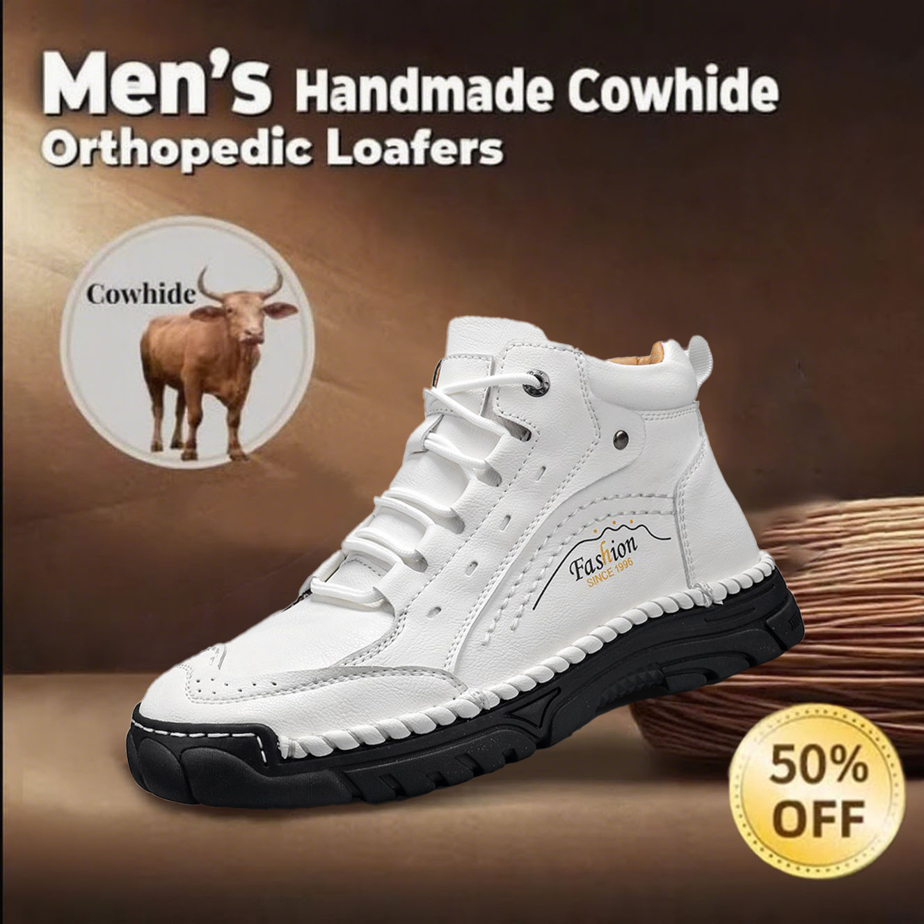 🔥Limited-time offer: 65% off-Men's handmade non-slip orthopedic leather shoes, designed to improve posture and relieve foot pain.